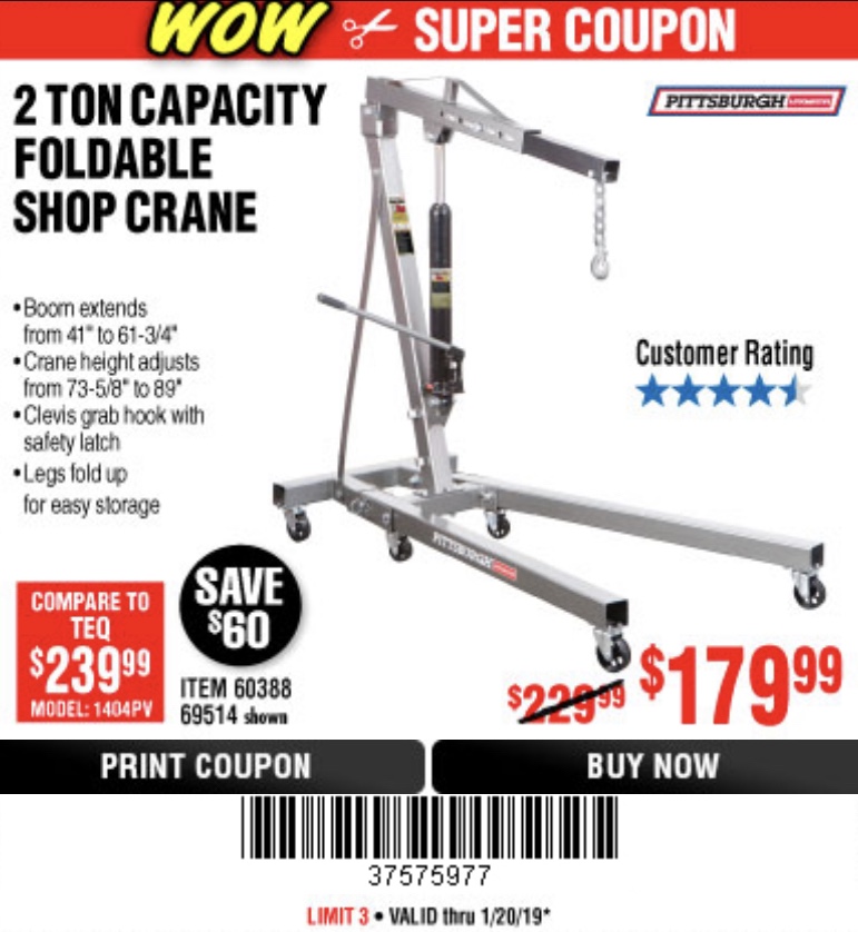 Featured image of post Motor Hoist Harbor Freight Saw that harbor freight has a 1 5hp 56c industrial farm motor with a 5 8 horizontal shaft on it