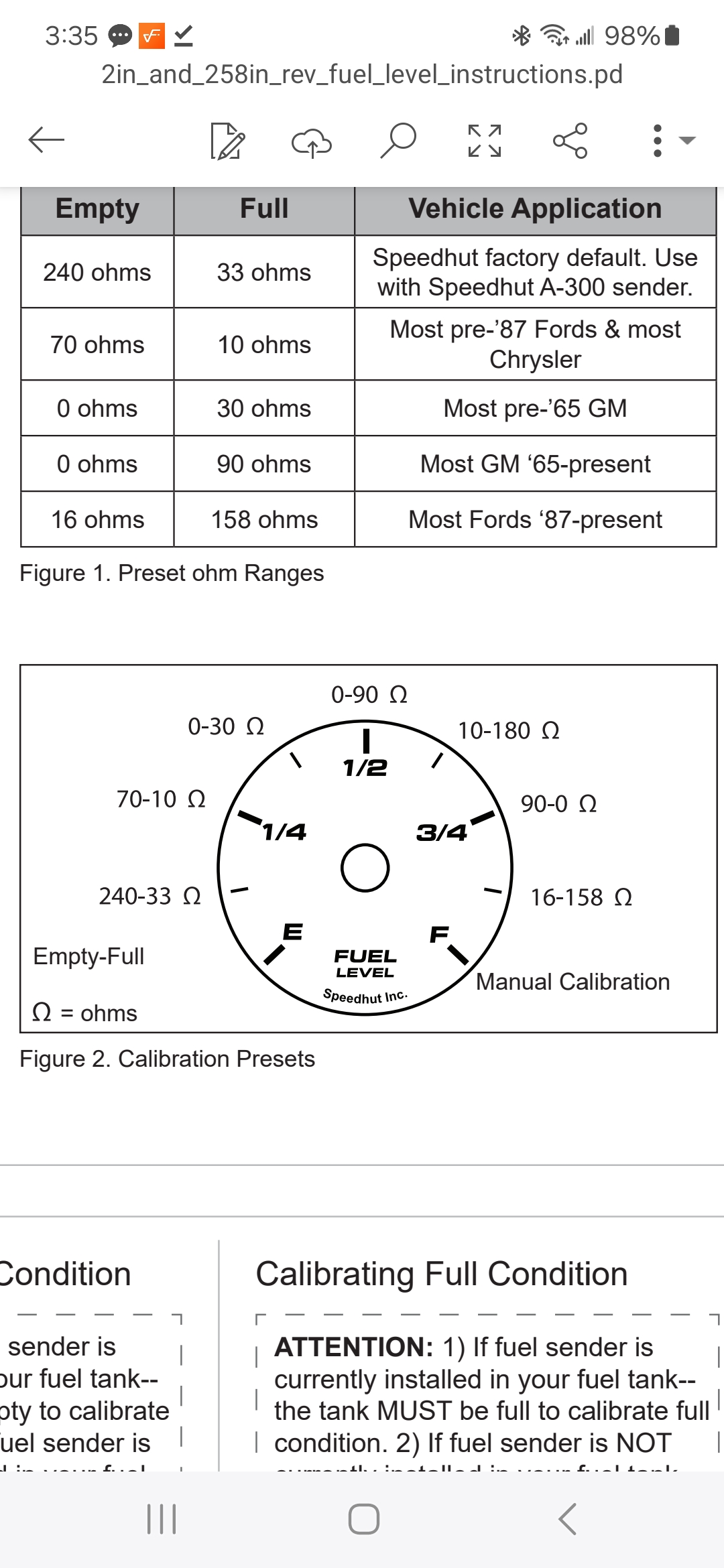 Fuel gauge calibration